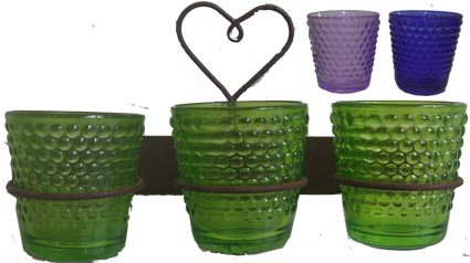 Heart Holder with Set of Three Glass